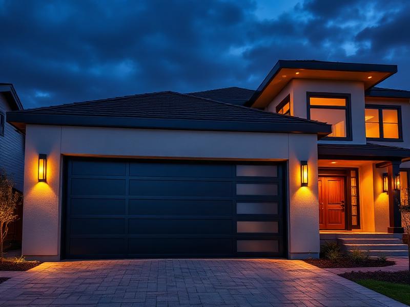 Modern steel garage door installation