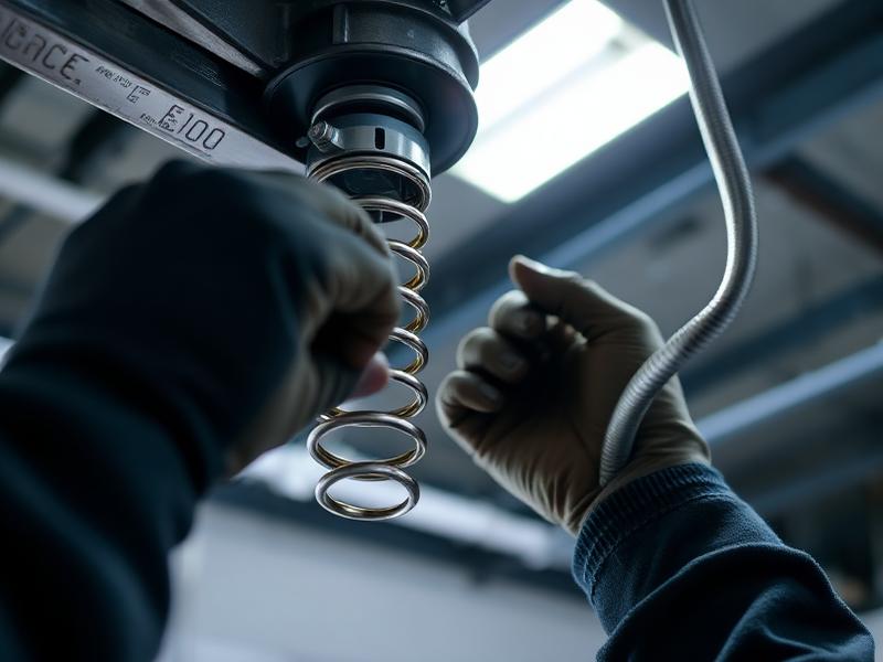 Garage door spring repair in progress